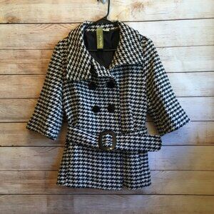 SOIA & KYO WOOL JACKET IN BLACK AND WHITE HOUNDSTOOTH PRINT